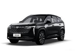 Schwarzer Geely Atlas Supreme Variante SUV Benzin Benzin Auto Großer Raum